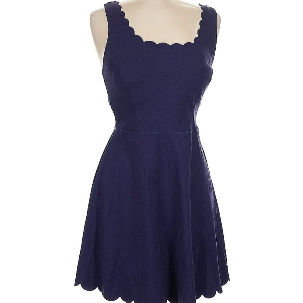 Navy Scallop Neck Mini Dress - Brand: